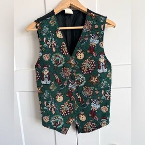 90s Vintage Christmas Tapestry Vest
